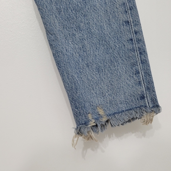 Levi's Wedgie Icon High Rise Fray Hem Straight Leg Ankle Jeans - Picture 11 of 11